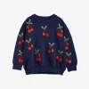 Cherry Broderad Sweatshirt Blå