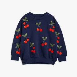 Cherry Broderad Sweatshirt Blå