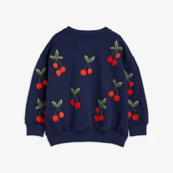 Cherry Broderad Sweatshirt Blå