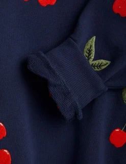 Cherry Broderad Sweatshirt Blå