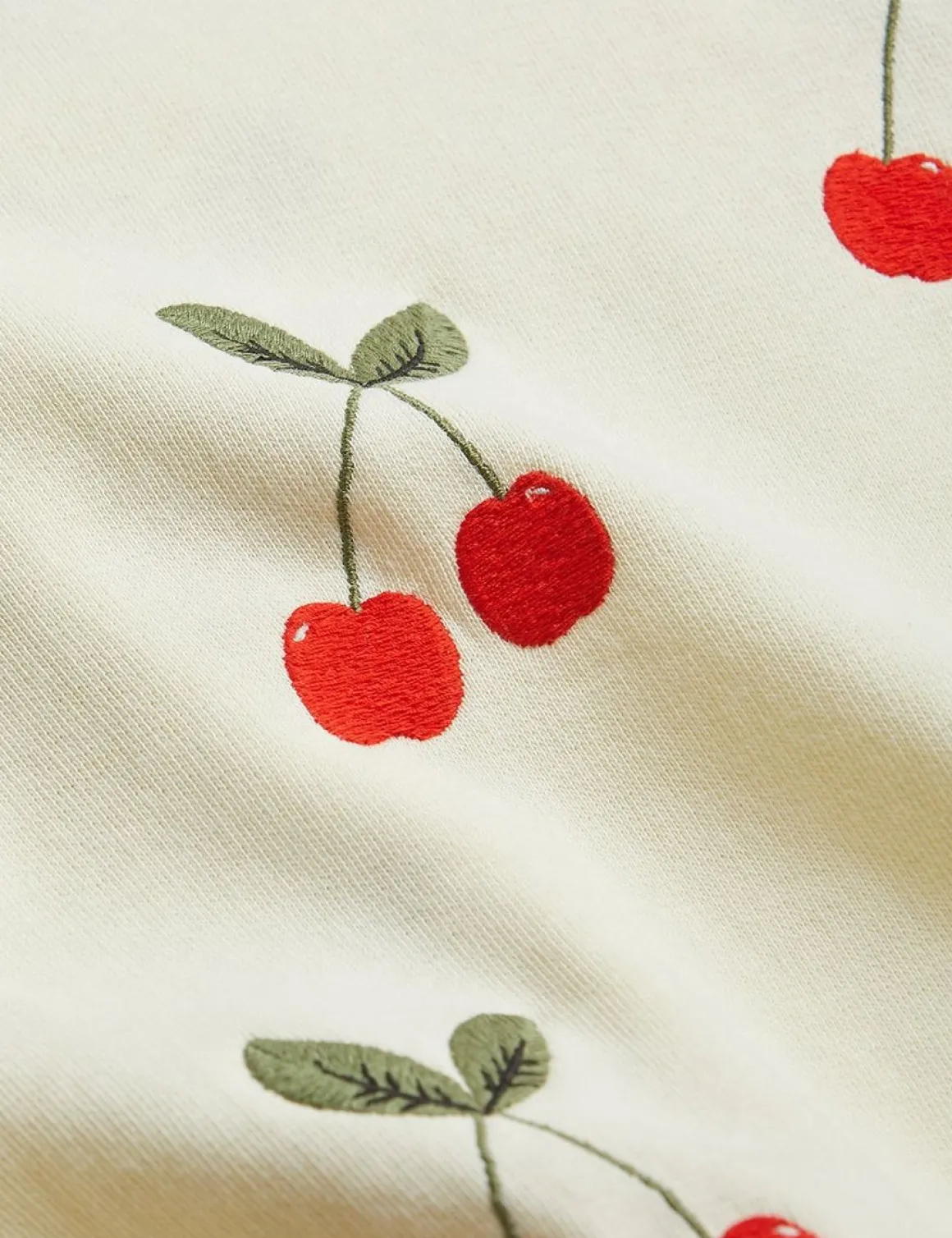 Cherry Broderad Sweatshirt Offwhite
