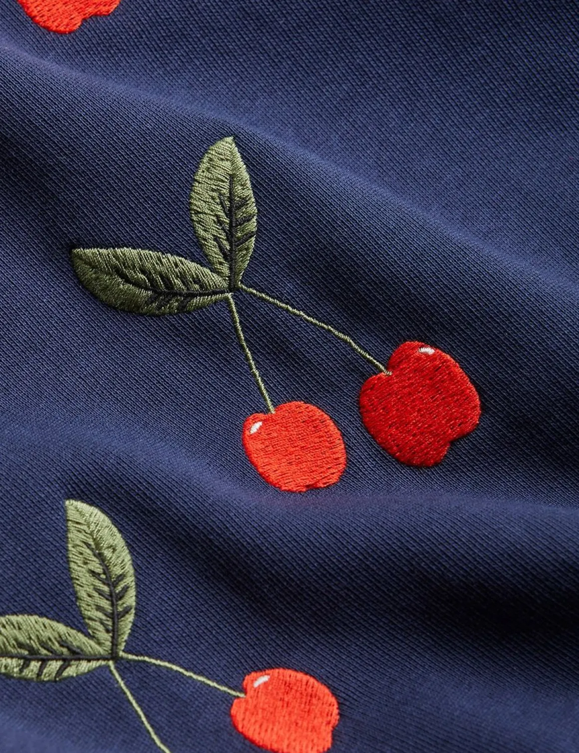 Cherry Broderad Sweatshirt Blå