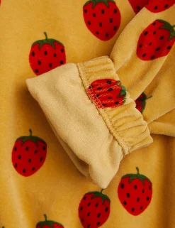 Strawberries Velour Sweatshirt Beige